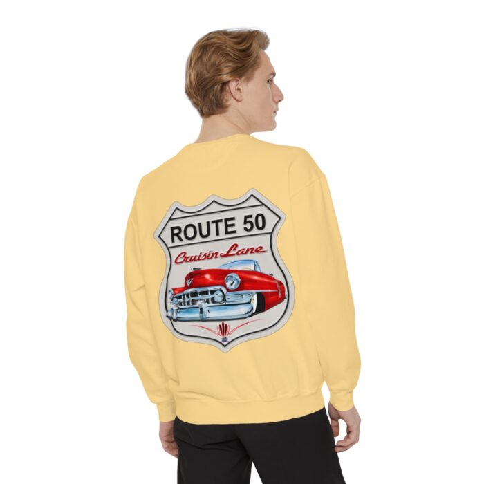 Route 50 Cadi-Unisex Garment-Dyed Sweatshirt Route 66 - Image 20