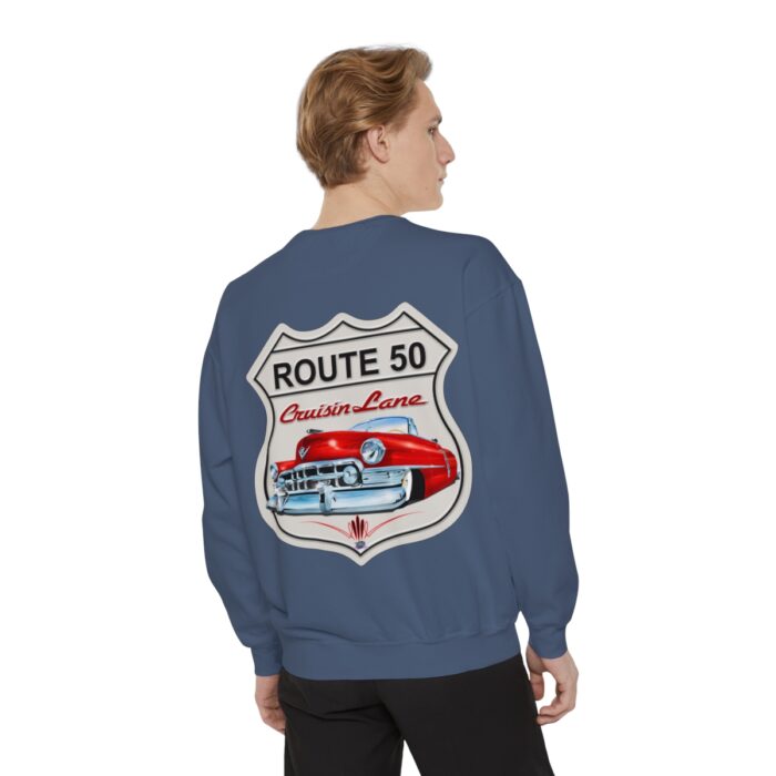 Route 50 Cadi-Unisex Garment-Dyed Sweatshirt Route 66 - Image 100