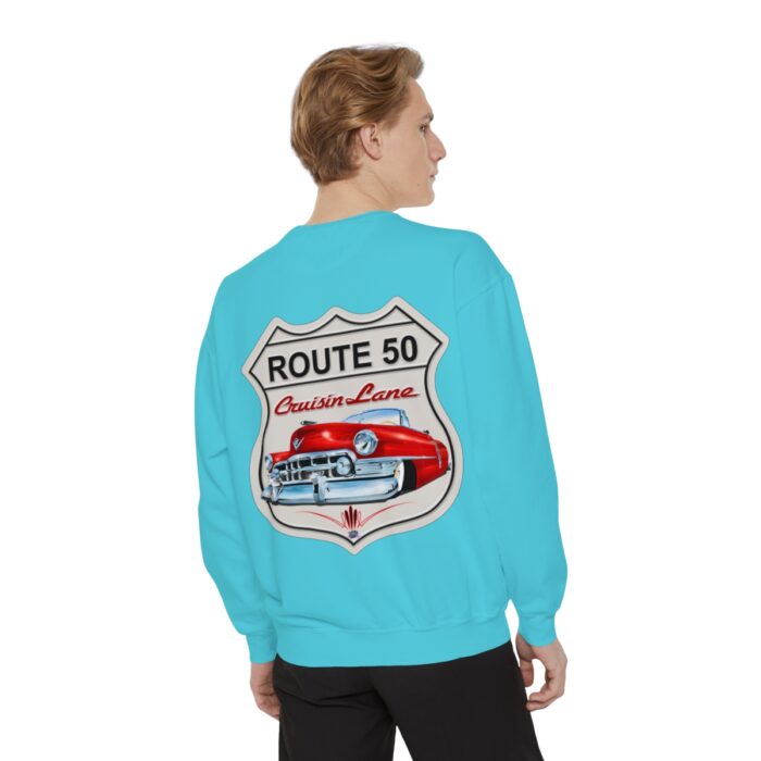 Route 50 Cadi-Unisex Garment-Dyed Sweatshirt Route 66 - Image 68