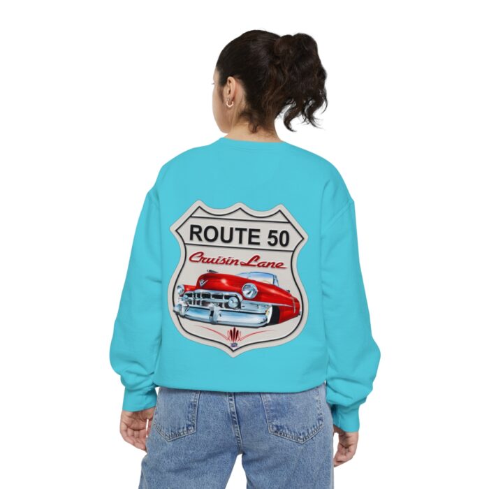 Route 50 Cadi-Unisex Garment-Dyed Sweatshirt Route 66 - Image 70