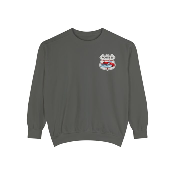 Route 50 Cadi-Unisex Garment-Dyed Sweatshirt Route 66 - Image 2