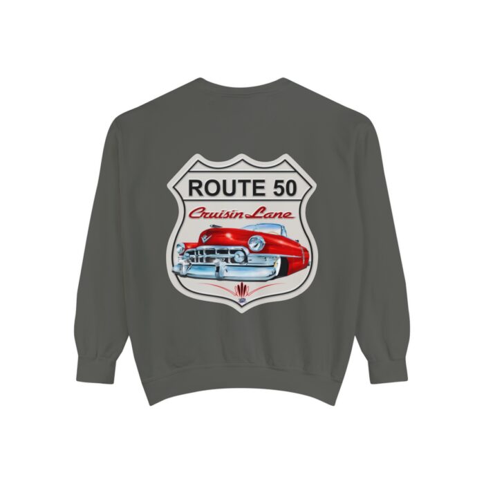 Route 50 Cadi-Unisex Garment-Dyed Sweatshirt Route 66 - Image 3