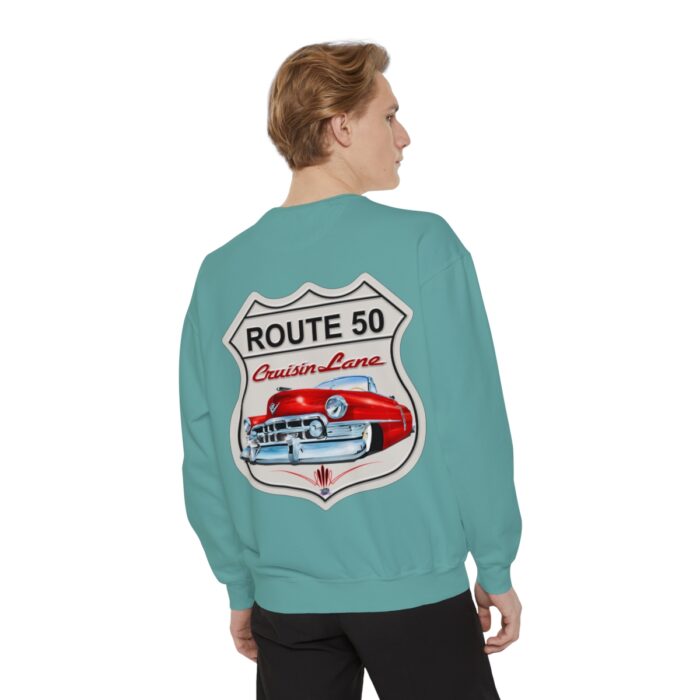 Route 50 Cadi-Unisex Garment-Dyed Sweatshirt Route 66 - Image 60