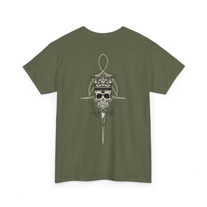 Skull with Pinstriping  Heavy Cotton Tee - Image 3