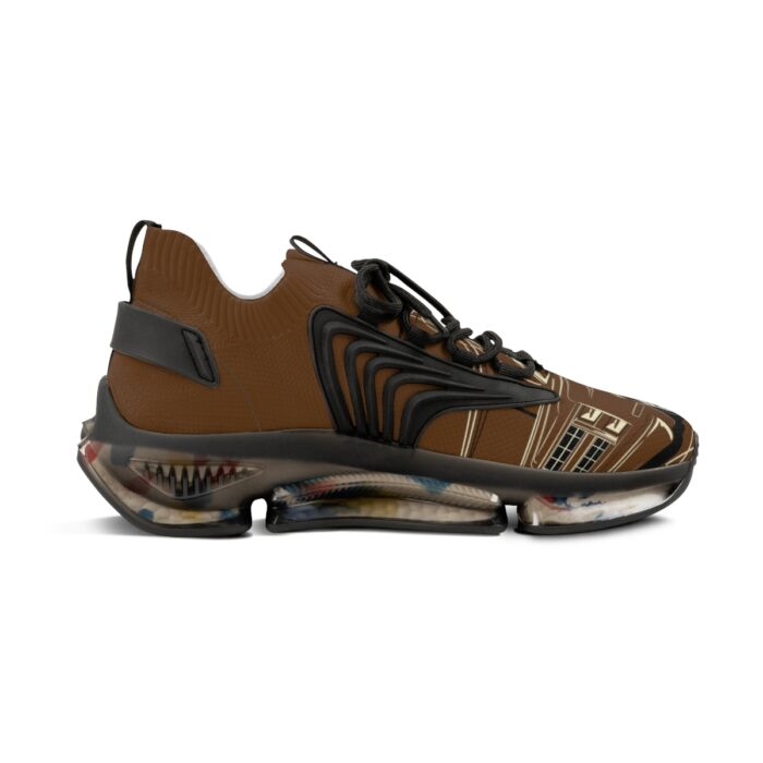 brown SquareBody  with pinstriping Men's Mesh Sneakers - Image 4