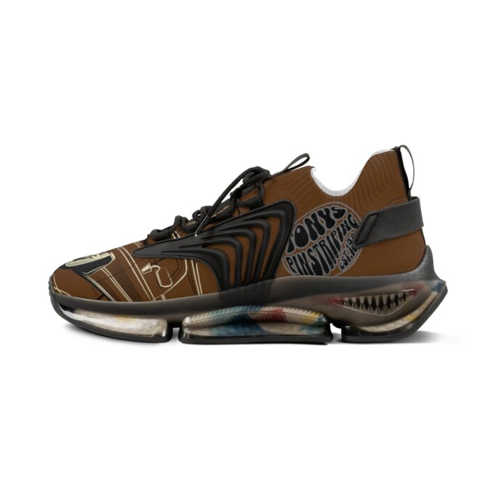 brown SquareBody  with pinstriping Men's Mesh Sneakers - Image 5