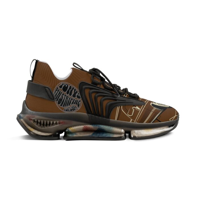 brown SquareBody  with pinstriping Men's Mesh Sneakers - Image 7