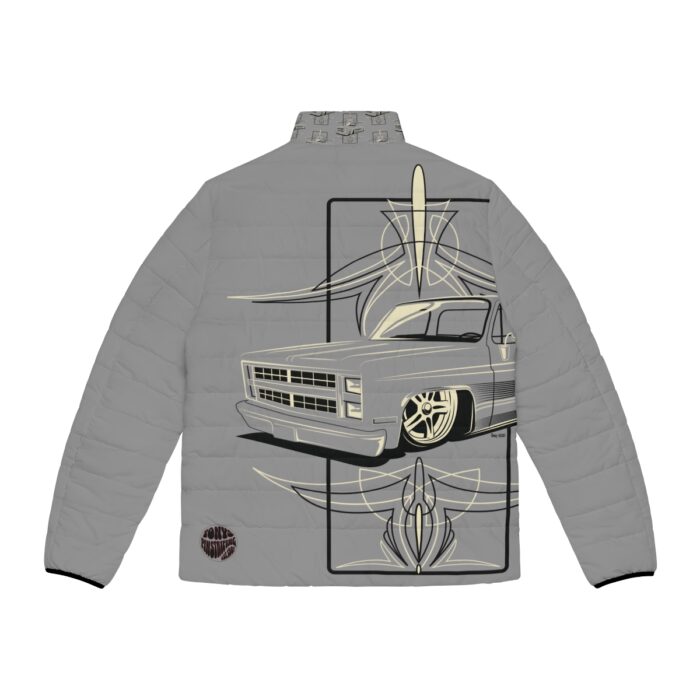 Square body with pinstriping Men's Puffer Jacket (AOP) - Image 4