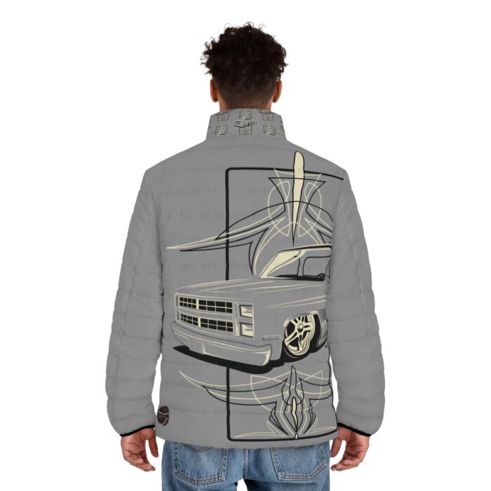 Square body with pinstriping Men's Puffer Jacket (AOP) - Image 3