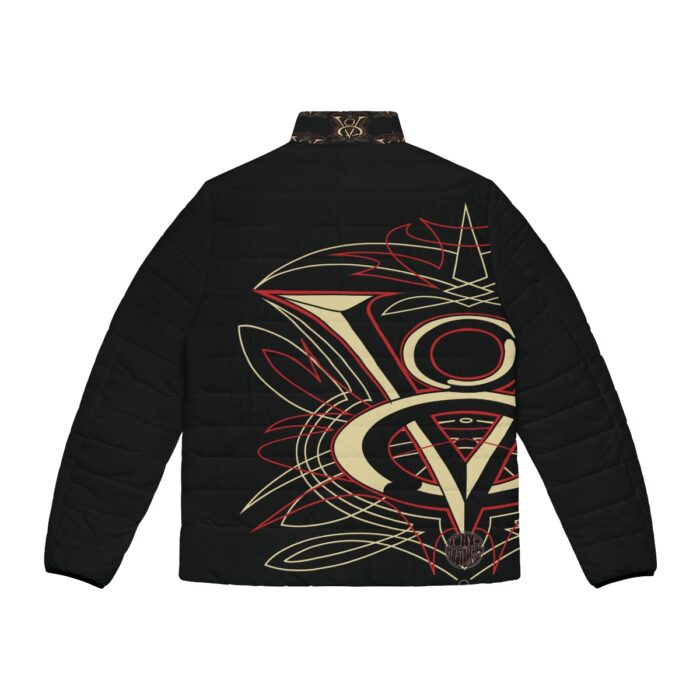 V8 Logo with Pinstriping Men's Puffer Jacket (AOP) - Image 3