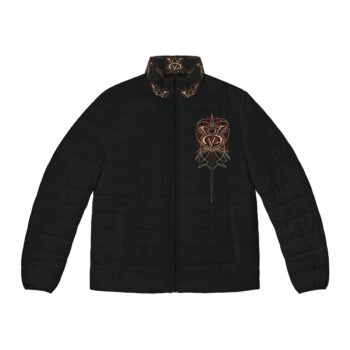 V8 Logo with Pinstriping Men’s Puffer Jacket (AOP)