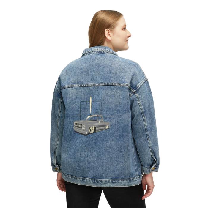 Square Body C10 Chevy Truck - Women's Denim Jacket - Image 3