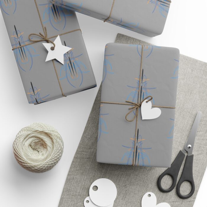 Blue Gold  pinstriping Wrapping Papers - Image 15