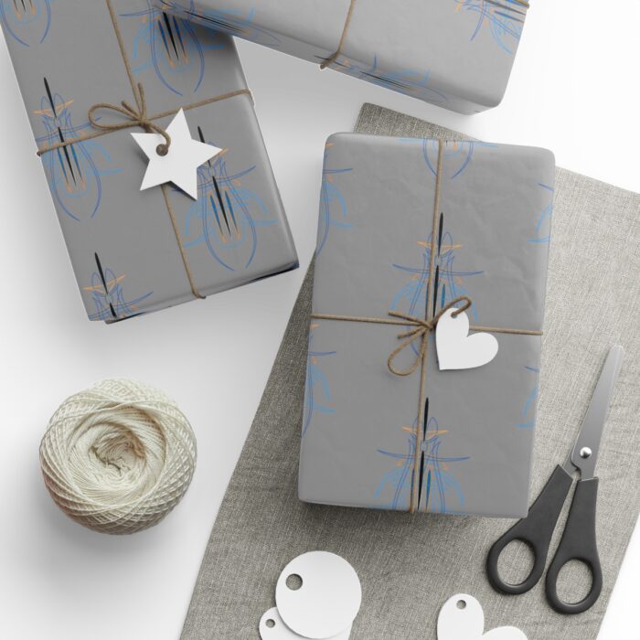 Blue Gold  pinstriping Wrapping Papers