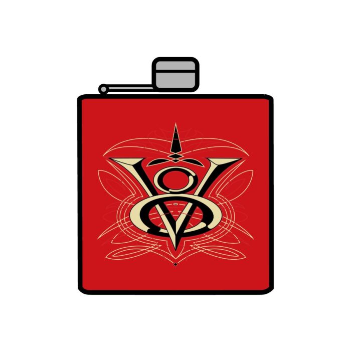 V8 Logo with pinstriping Stainless Steel Flask, 6oz - Image 2