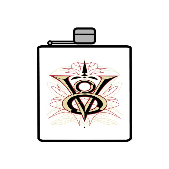 V8 Logo with pinstriping Stainless Steel Flask, 6oz - Image 2