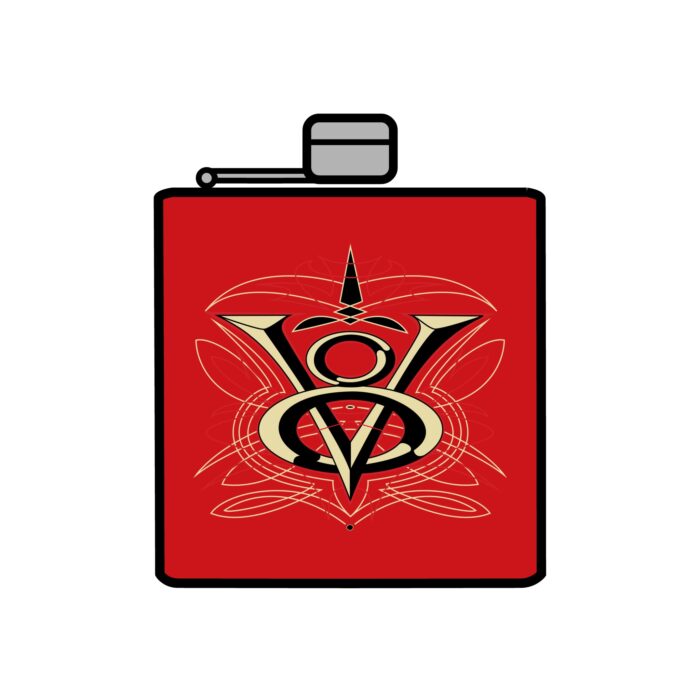 V8 Logo with pinstriping Stainless Steel Flask, 6oz - Image 3