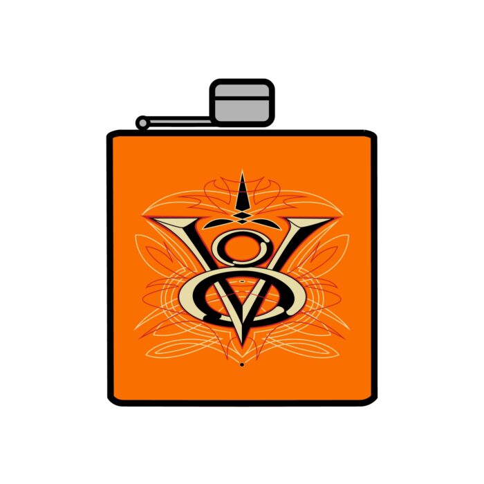 V8 Logo with pinstriping Stainless Steel Flask, 6oz - Image 4