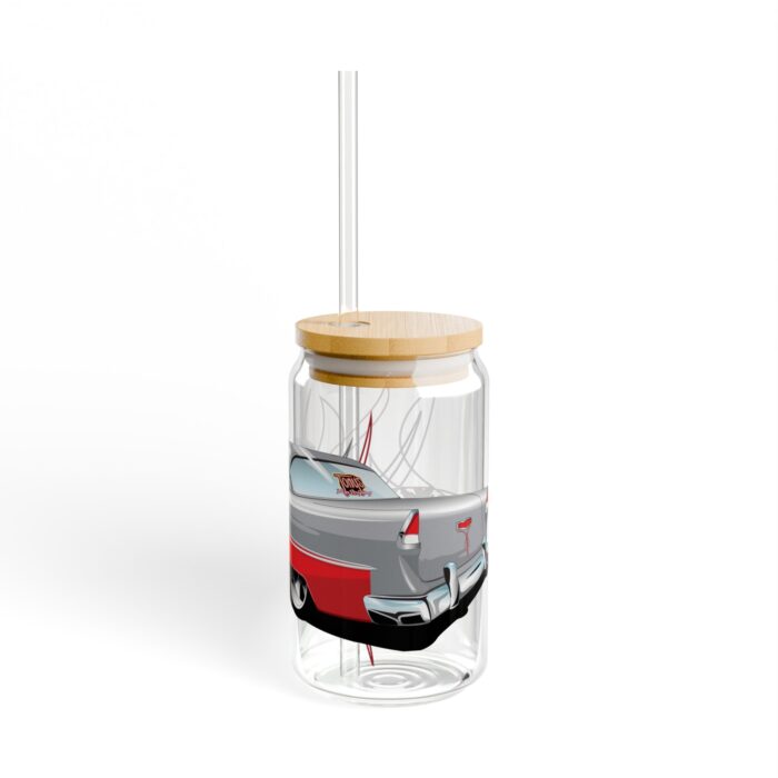 55 Chevy with Pinstriping -Sipper Glass, 16oz - Image 4