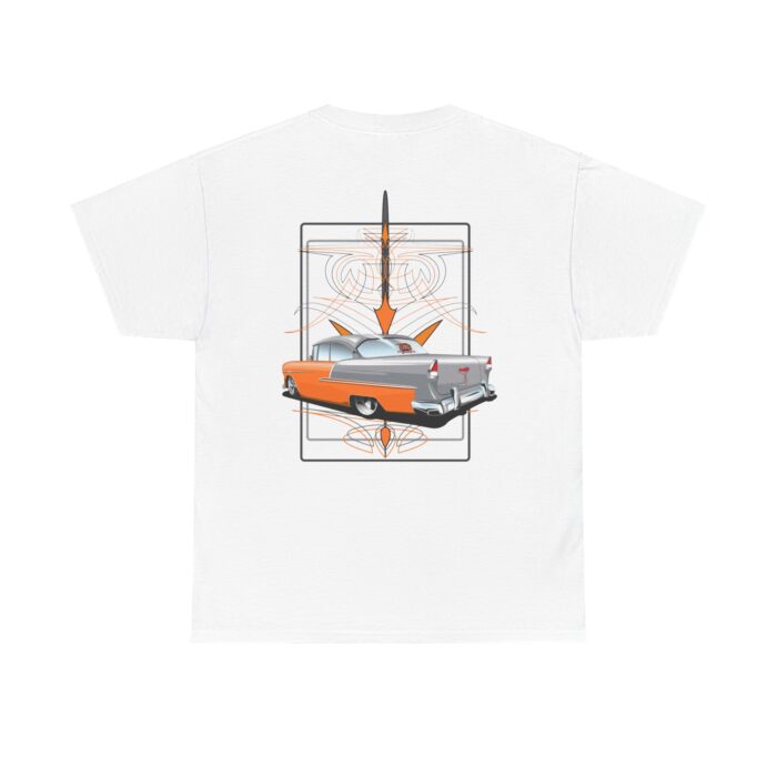 Classic Car Unisex Tee - Orange 55 Chevy with Pinstriping Design - Image 2