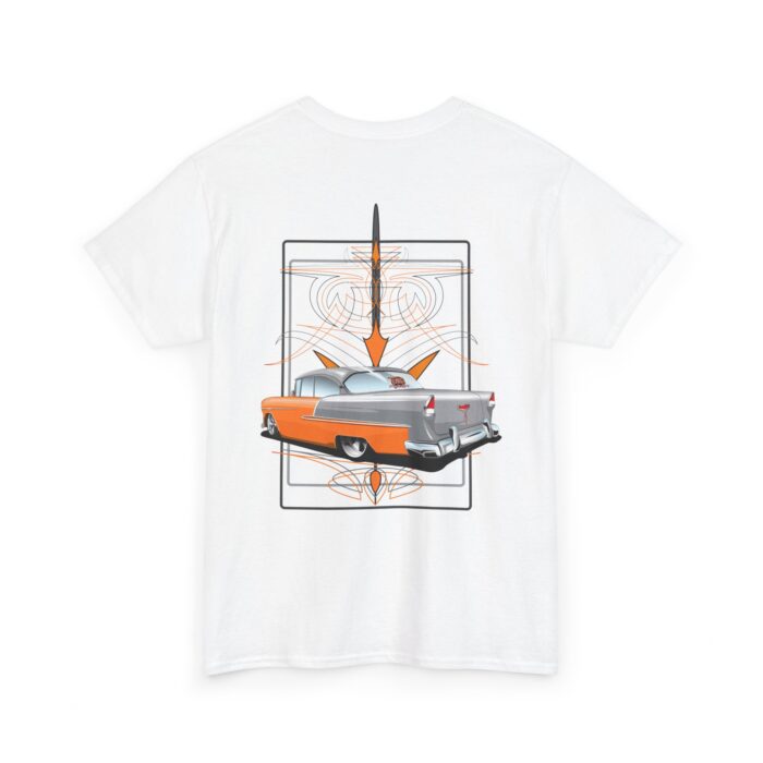 Classic Car Unisex Tee - Orange 55 Chevy with Pinstriping Design - Image 4